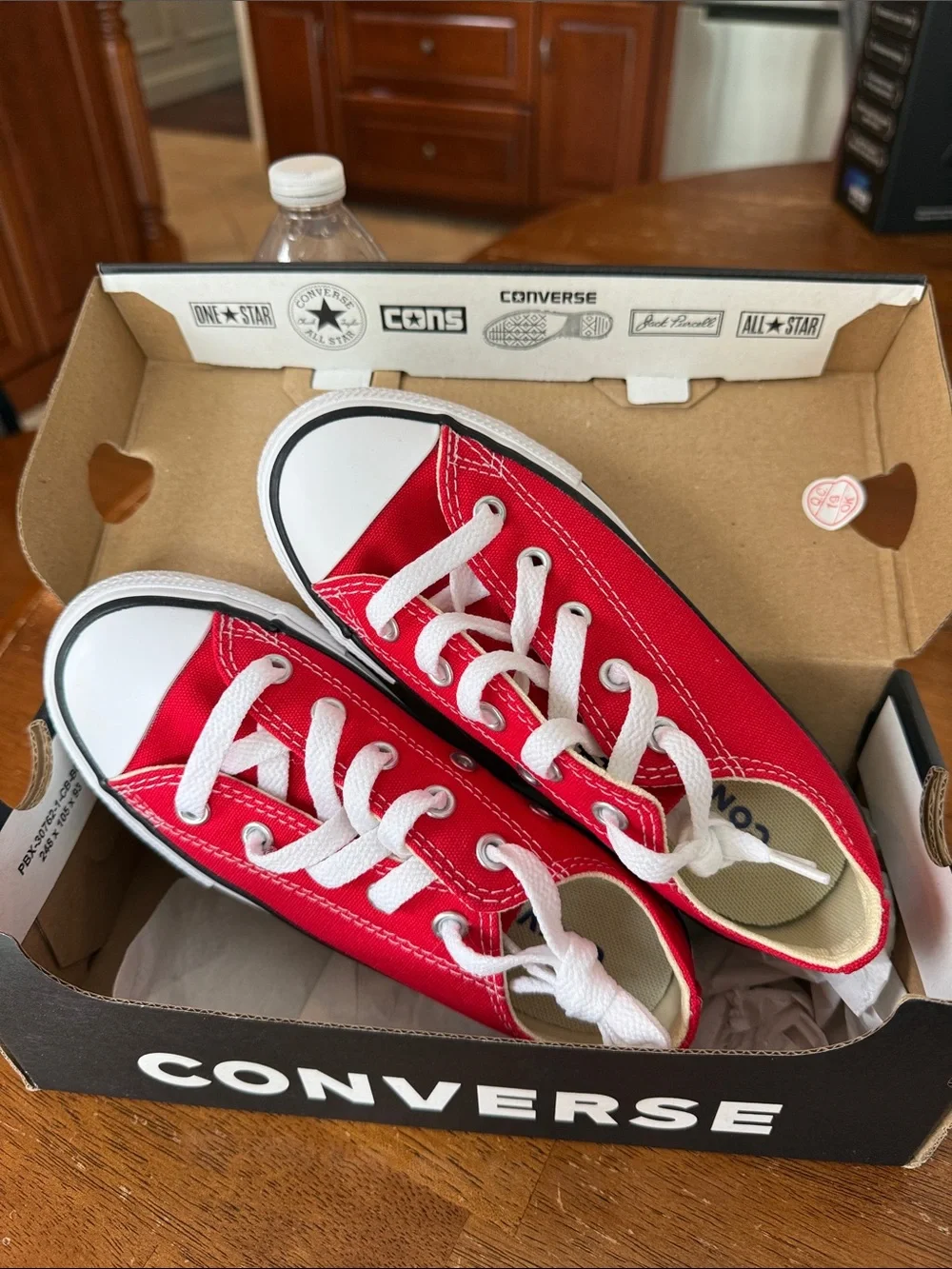 Converse Kids Red Canvas Low-Top Sneakers with White Details